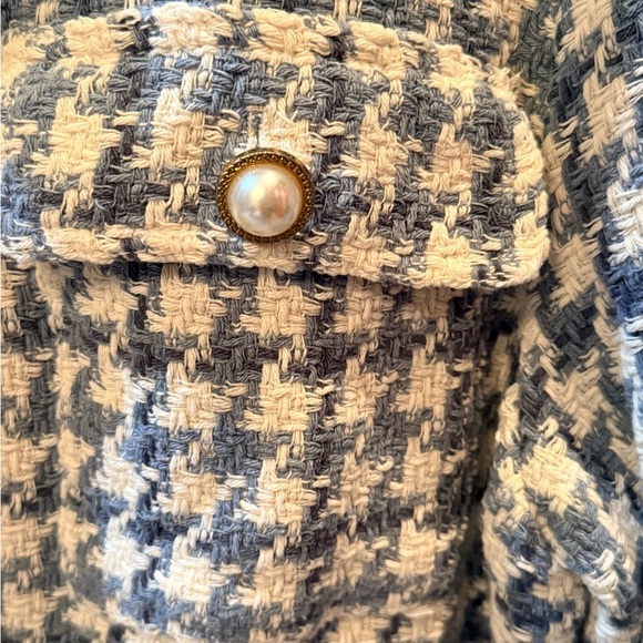Zara Blue and Cream Tweed Jacket/ Overshirt XS - Picture 6 of 11